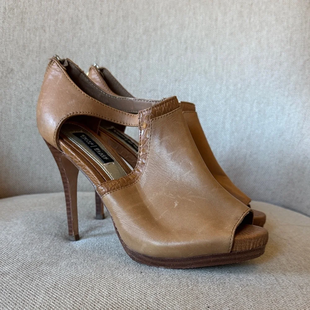 White House Black Market Brown Peep Toe Heels